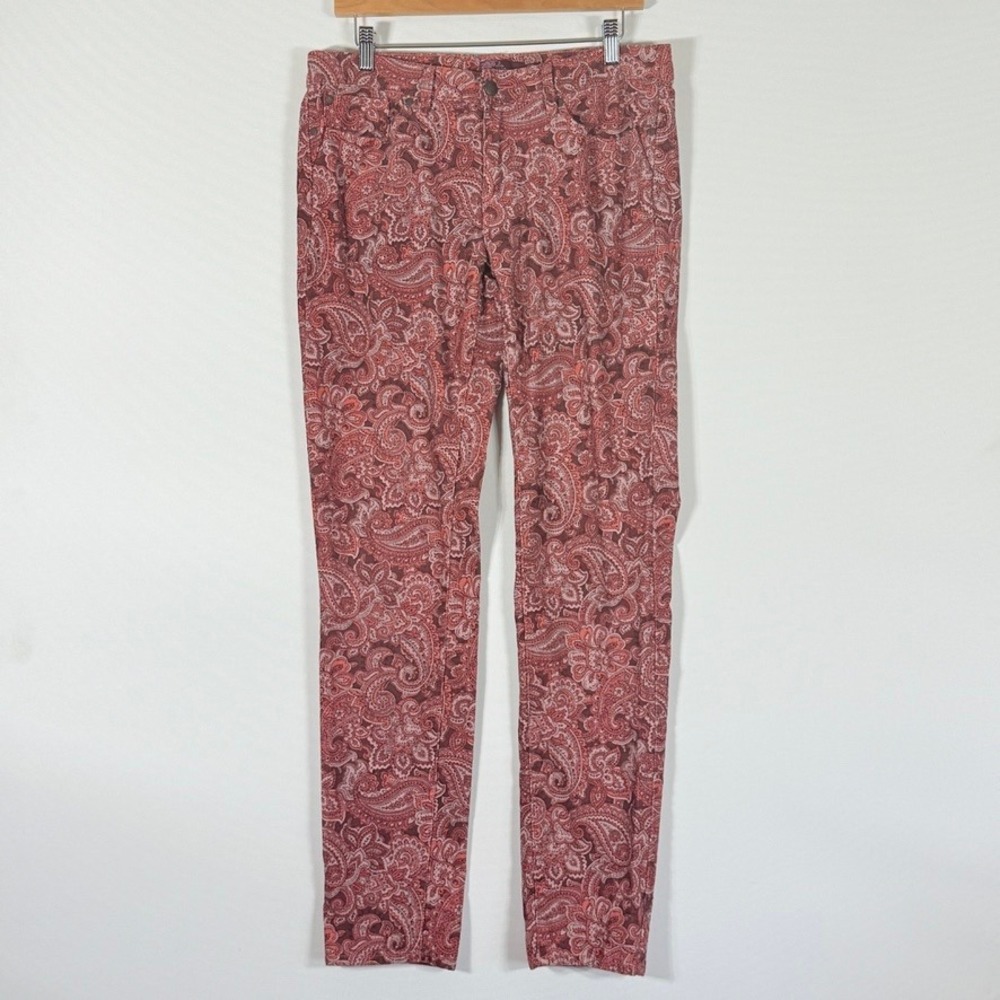 Prana Women 10 Paisley Corduroy Pants Gorpcore Earthy Red‎ Tan Cottagecore
